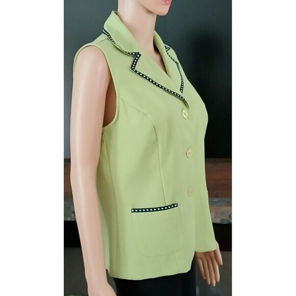 Sag Harbor Women's Size 8 Sleeveless Lime Green Button Up Collar Tank Blouse Top - Picture 5 of 9